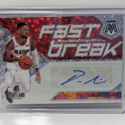 2019-20 Panini Mosaic Fast Break Damian Lillard Auto Prizm Portland Trail Blazers