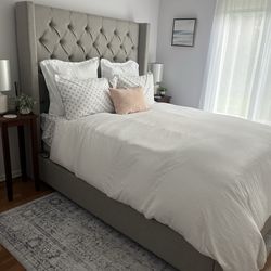 Queen bed frame (with mattress if you want it)