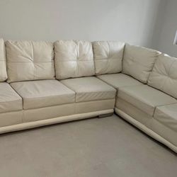 White Faux Leather Sectional , Price Including Delivery