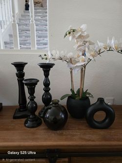 SIX PIECE BLACK HOME DECOR