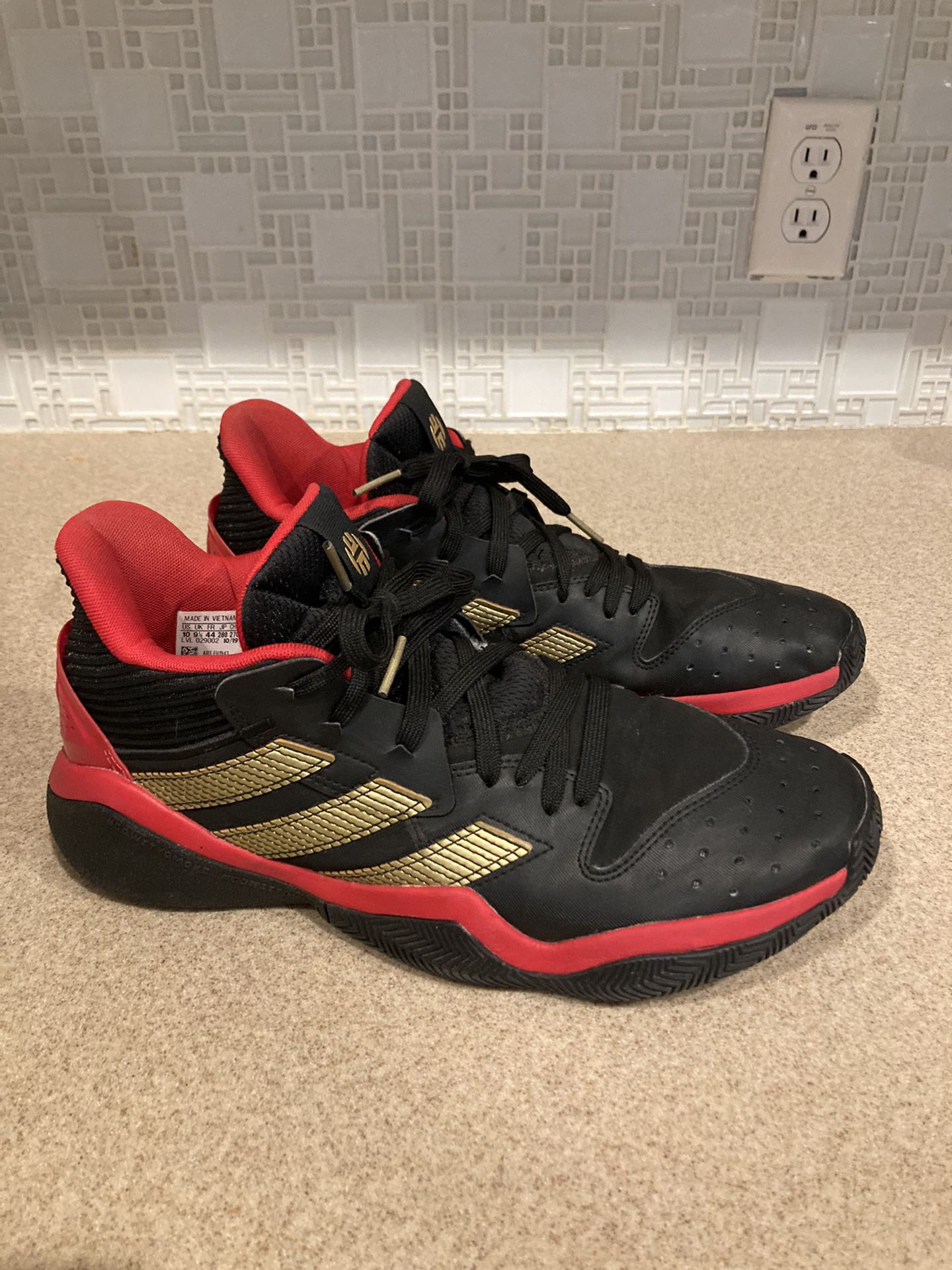 Adidas James Harden Bounce Stepback Black/Red Basketball Shoes Men’s Size 10