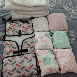 Crib Fitted Cotton Sheets(6) And Mattress Protector