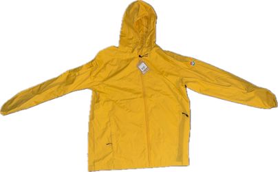 Aneto - Google Yellow Hooded Windbreaker Jacket M Logo Full Zip Outdoor