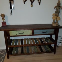 Multi Colored Console w/ 2 Drawers