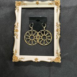Vintage Earrings Large Hoop Unique Pierced