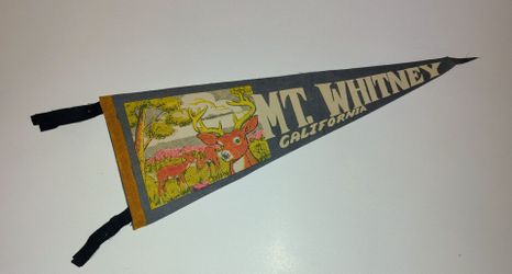 Vintage Mt. Whitney California Felt Pennant - Retro Travel Souvenir Nature Deer Graphics