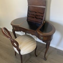 Antique Wood Desk and Chair