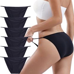 Buankoxy Women's Low-Rise String Bikinis Panty Stretch Brief /6pack