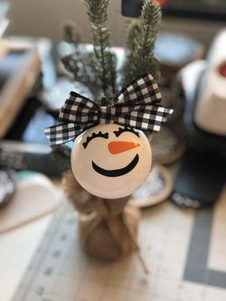 Set of 8 Snowman Glass Ornaments