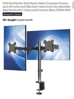 Vivo Dual Monitor Desk Mount, 13-30”