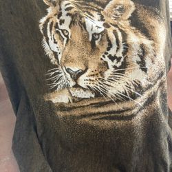big vintage 1970s heavy tiger blanket 