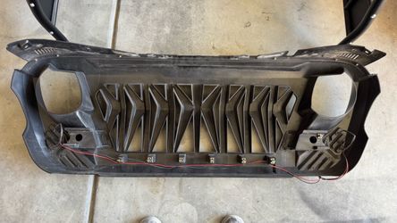 Front Shark Style Grille Grill w/ LED Lights Fit 2018-2026 Jeep Wrangler JL & Gladiator JT