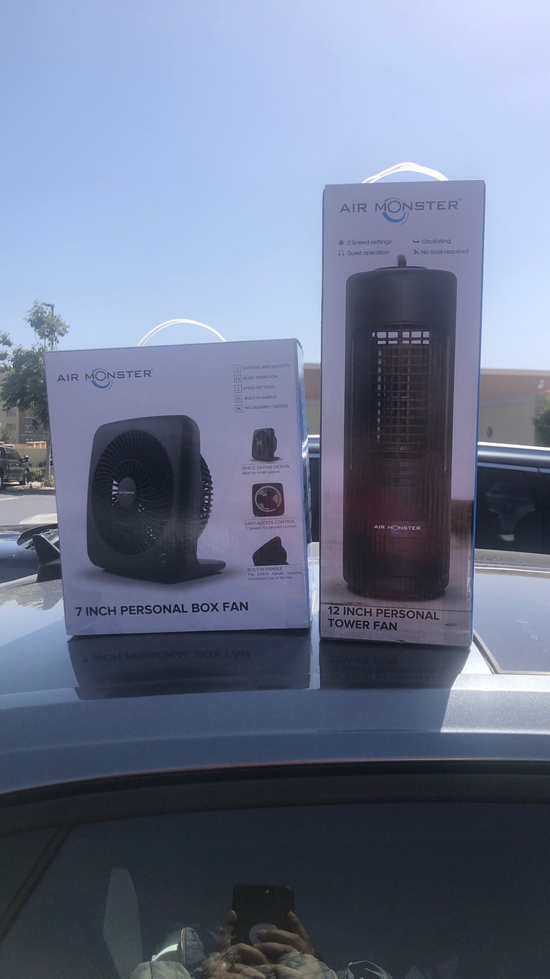 Two fans, one12 inches, one 7 inches