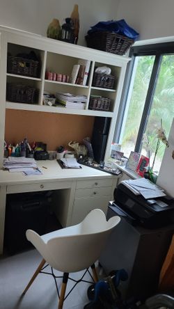 White Desk With Hutch 50inch