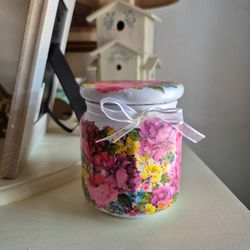Hand designed decoupaged "cottage core" inspired design