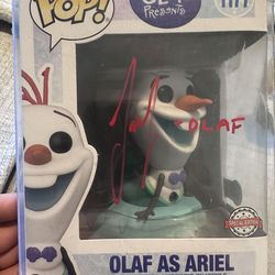 Josh Gad Signed "Disney Olaf Presents" #1177 Olaf As Ariel Funko Pop! Vinyl Figure Inscribed "-Olaf" (Beckett)