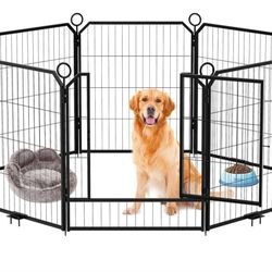 Large Adjustable Dog Playpen, 8 Panels at 32" Height with Gate, Ideal for Medium and Large Dogs, Convenient Storage, Versatile Layout for Indoor Space