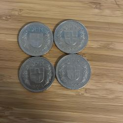 x4 5CHF Swiss Frac Coins ($25 Market Value)