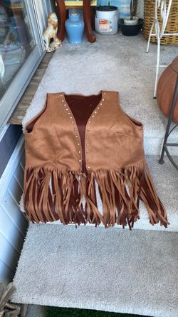 Adults costumes for Halloween Sz. S. M. L. Vest. Hippie boho western fringe brown