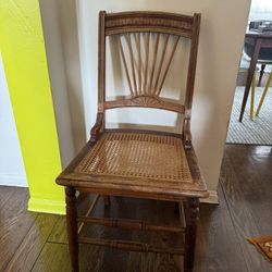 Vintage spindle back cane seat dining chair