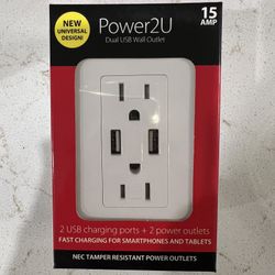 Power2U Dual USB Wall Outlet 