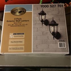 HAMPTON BAY (2 Pack) Black Exterior Wall Lantern