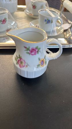 Vintage CP German Democratic Republic Porcelain Floral Creamer with Gold Rim