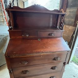 Antique Secretary With Matching Chair
