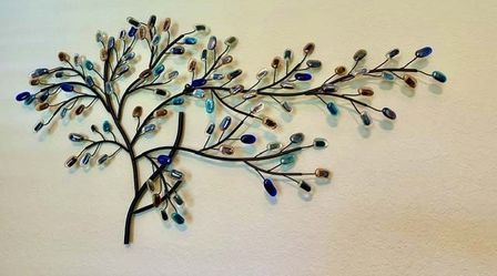 Stylish Metal Glass Tree Wall Sculpture - 25” x 45”