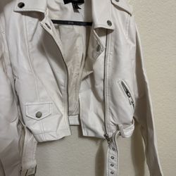 F21 White Leather Jacket 