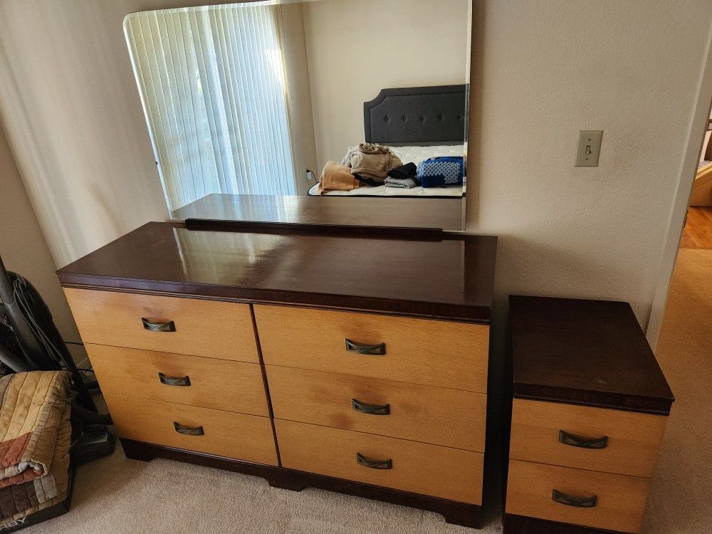 Vintage Dresser And Side Night Table