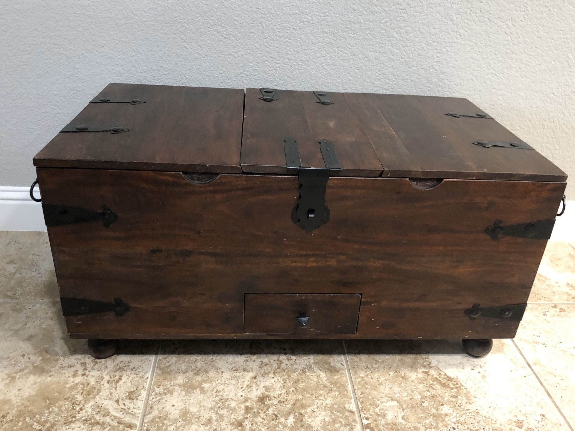 Pier 1 Ridgeway Wine Storage Brown Wooden Trunk Treasure Chest