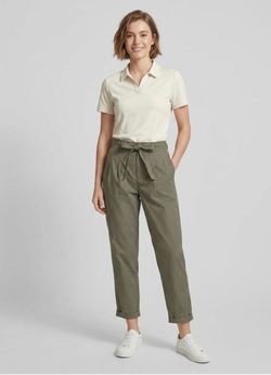 Everlane Fatigue green paperbag high waisted poplin tapered pants, size 0