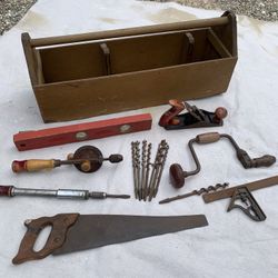 Antique Carpenter Tools And Toolbox 