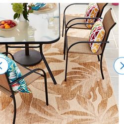 Garden Treasures Neutral Tropical Leaves ~5’x7’ Brown Indoor/Outdoor Floral/Botanical Area Rug West Las Vegas See My Listings Summerlin Made In Belgiu