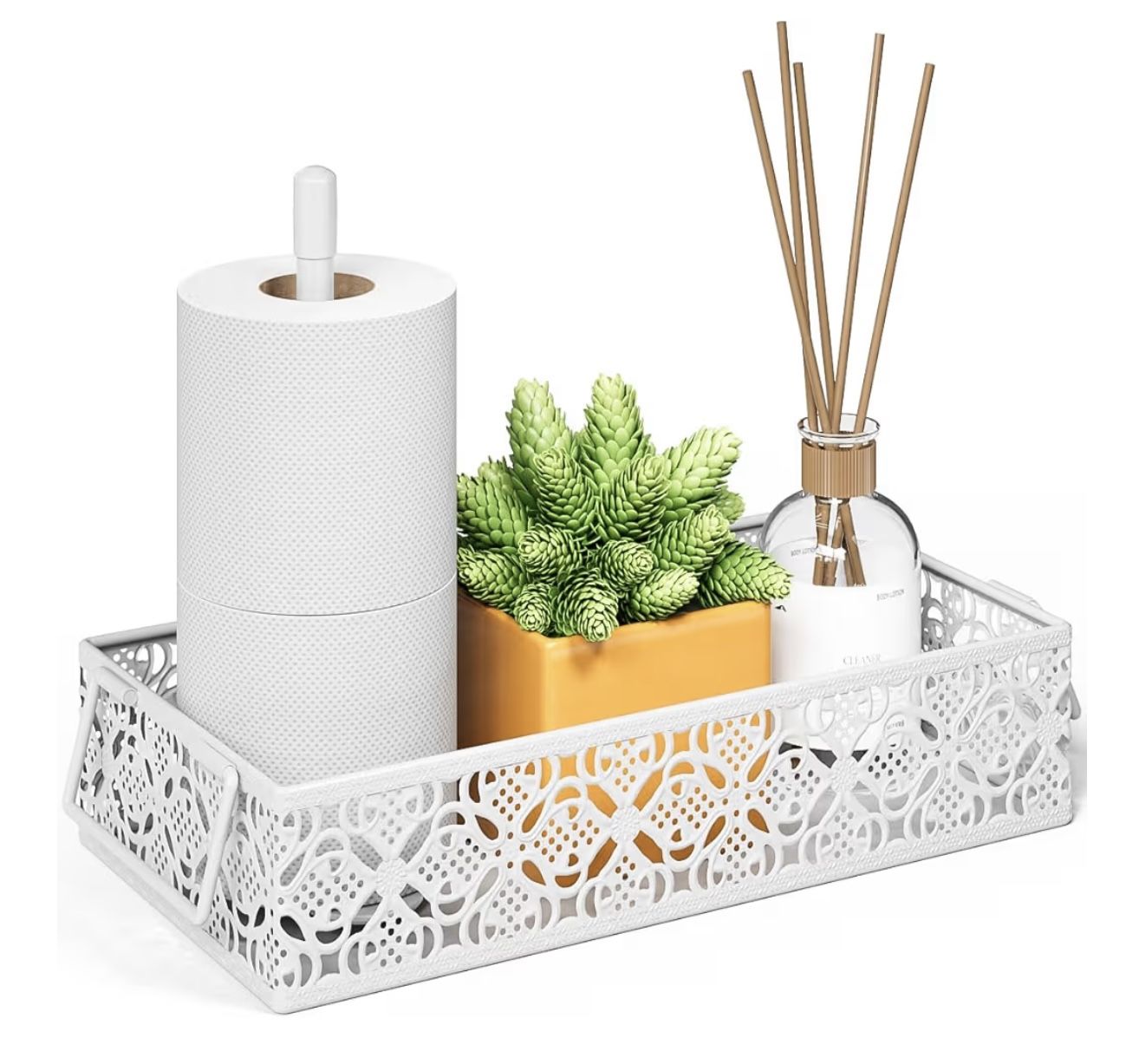 Toilet Tank Topper Basket with Magnetic Paper Holder for Organizing, New-Cosmetic Imperfections-See Photos