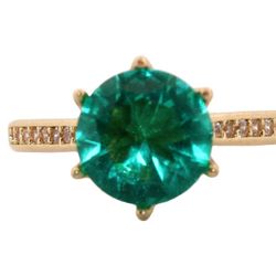 Round Paraiba Tourmaline & Topaz Rose Gold Ring, Size 6 133