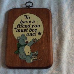 Vintage Solid Wood Wall Plaque 