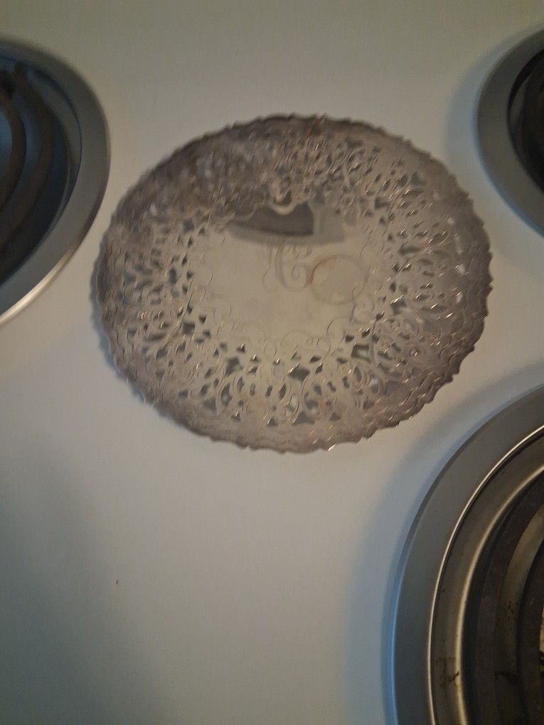 Silver Plated Tray For Candles Etc