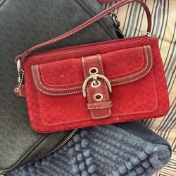 Red Coach Wristlet 