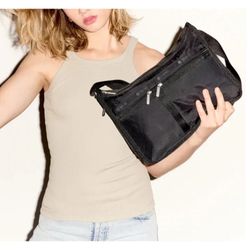 New Without Tags LeSportsSac Black Zippered Crossbody purse bag