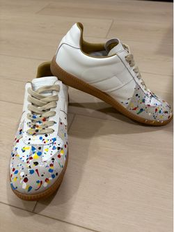 Maison Margiela Men's Replica Paint-Splatter Sneakers Size 10