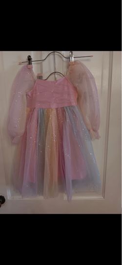 Girls Rainbow Glitter Tulle Party Dress
