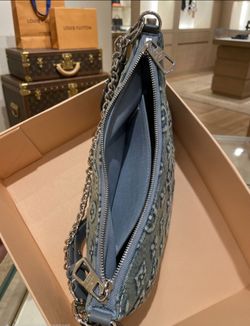 Denim Crescent Shoulder Bag (Blue)
