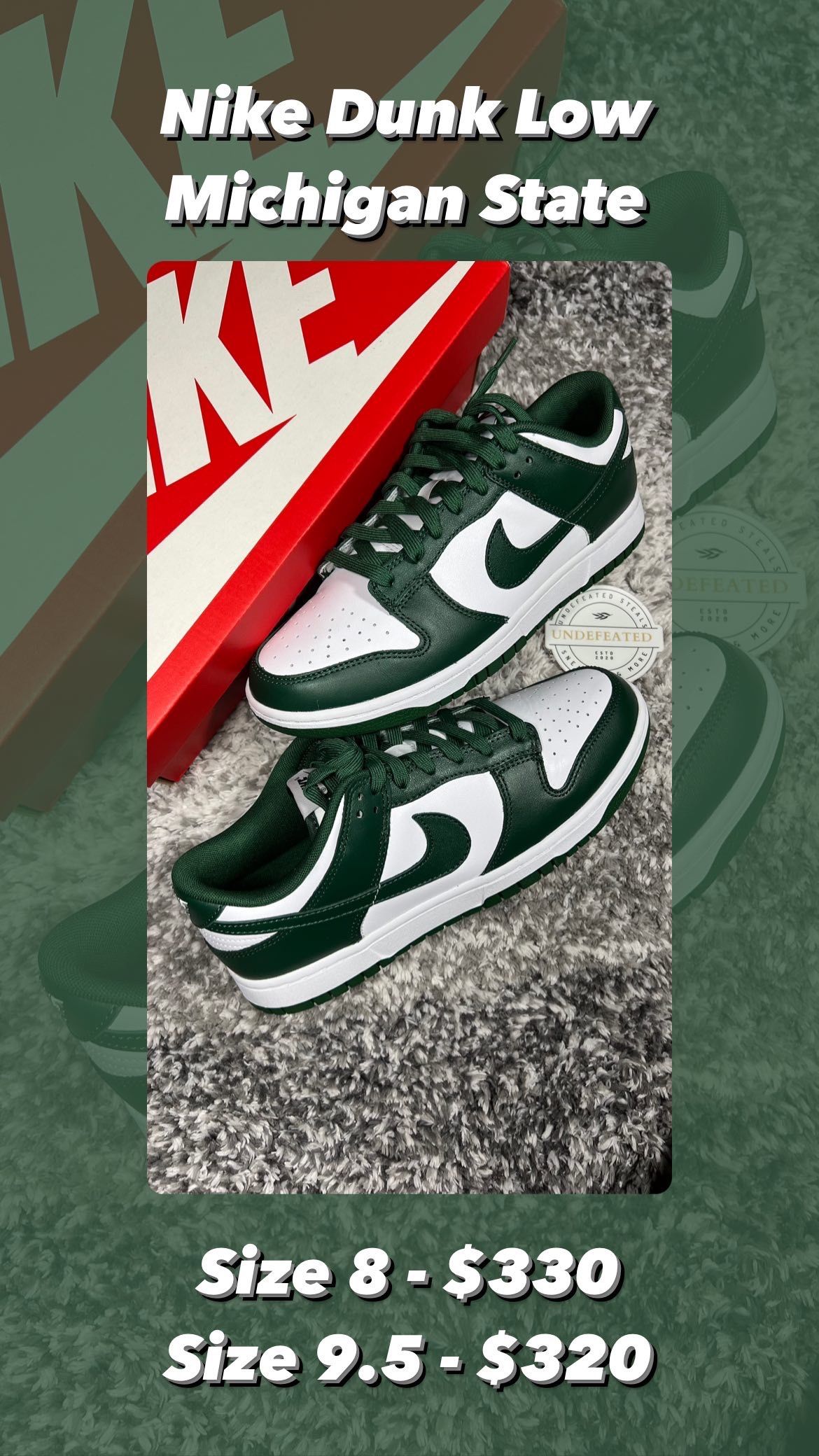 nike dunk low michigan state