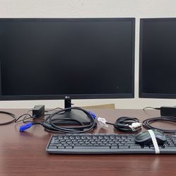 Refurbished E-Pona Desktop Computer With 2 Monitors, Keyboard & Mouse