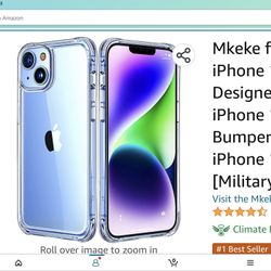 Mkeke for iPhone 14 Case & iPhone 13 Case Clear+ New Designed Slim Phone Case iPhone 13 & 14 with Protective Bumper for Apple iPhone 14 / iPhone 13 6.