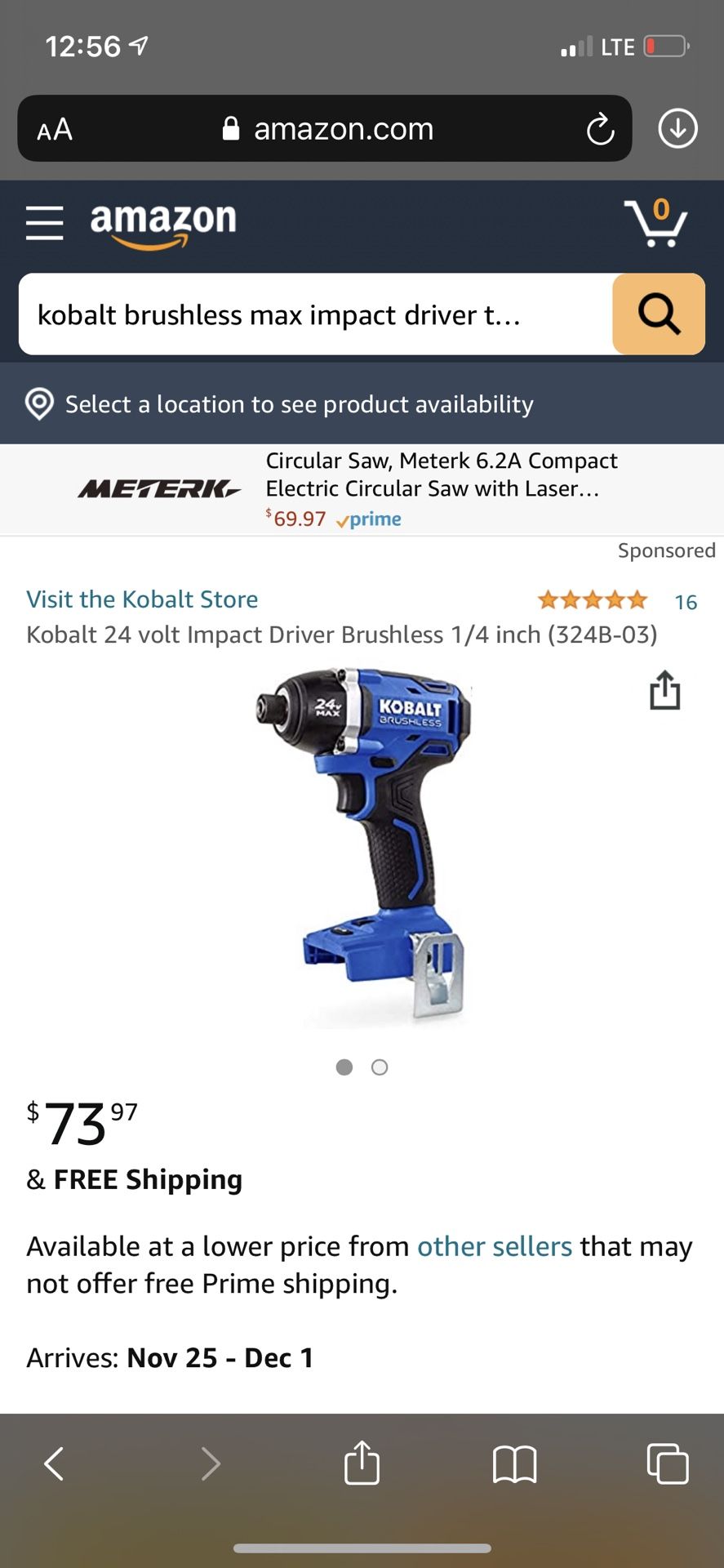 Kobalt 2 Tool Set With 4Ah Battery and Charger