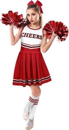 Like new Size 9-10 Girls Halloween Cheerleader Costume Outfit Set Fancy Dress for Kids Halloween Birthday Party 4-piece