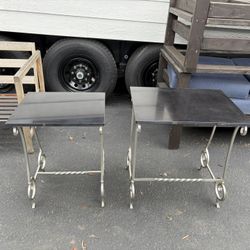 2 Small Tables Marble And Metal